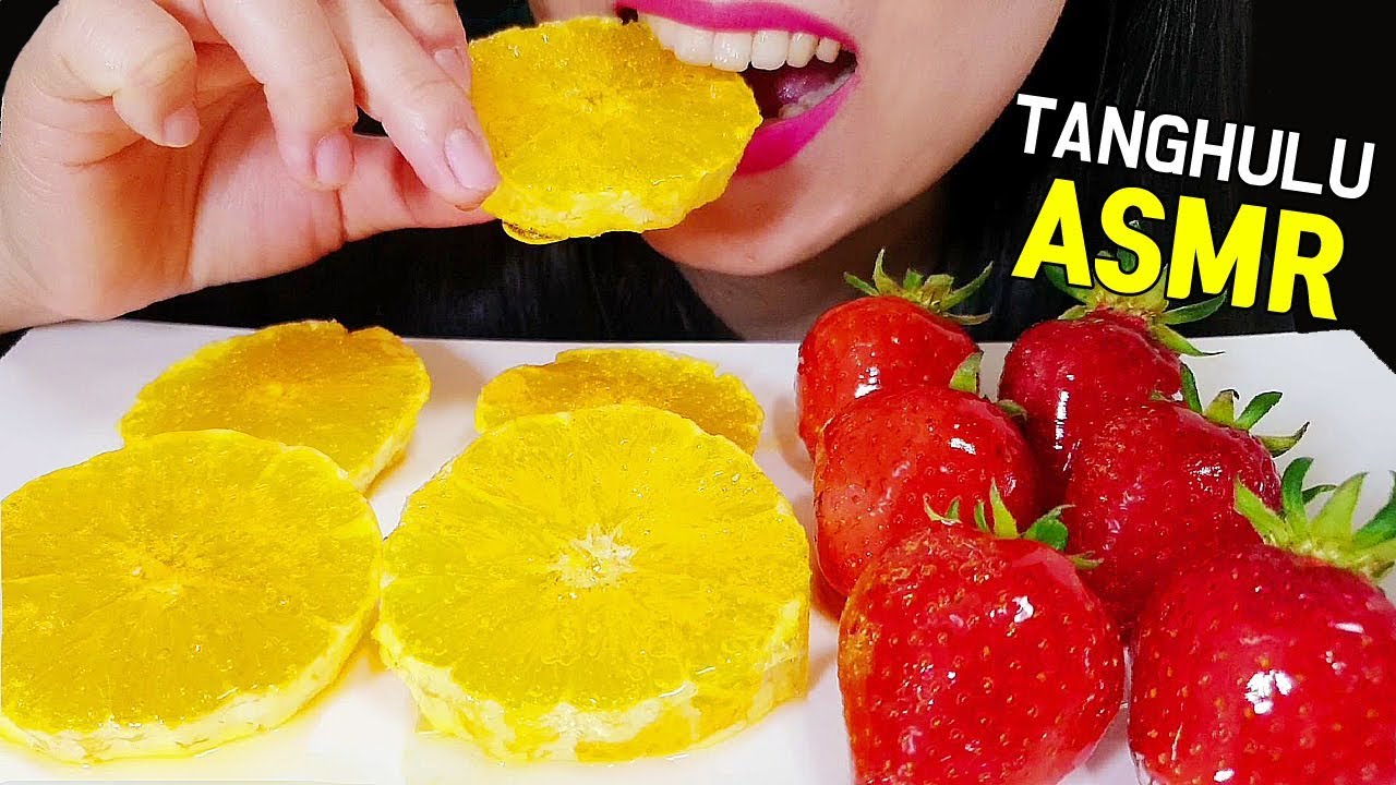 ASMR 오렌지+딸기탕후루 리얼사운드 먹방 🍓TANGHULU🍊 CANDIED ORANGE&STRAWBERRY EATING SOUNDS NO TALKING | JU ASMR제이유
