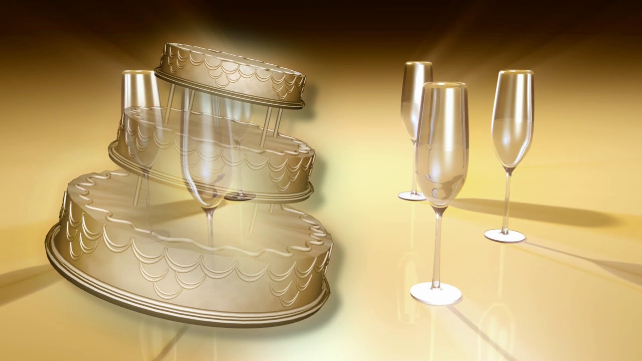 Wedding Cake and Champagne Glass Concept - Copyright Free Stock Footage Clip