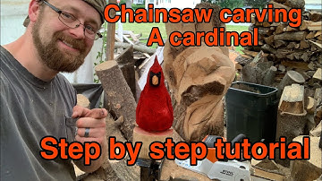 Chainsaw carving a cardinal! Step by Step tutorial.