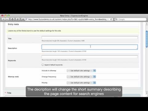 Editing - Meta data - Expression Engine 1.7 Screencast