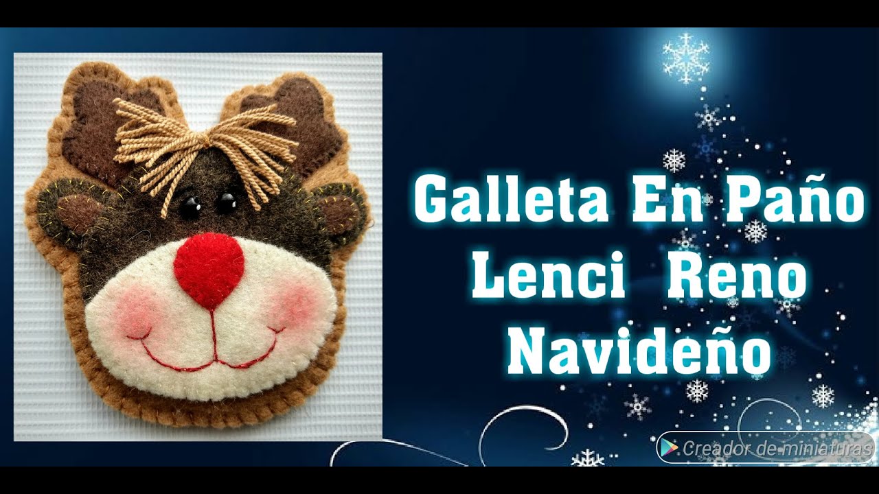 Galleta En Paño Lenci. Reno navideño🦌🦌. Moldes Gratis.2020