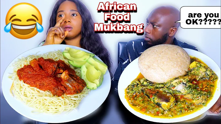 WISPERING TO MYSELF MUKPRANK ON HUSBAND | WHEAT FUFU AND OKRA SOUP + SPAGHETTI AND STEW MUKBANG