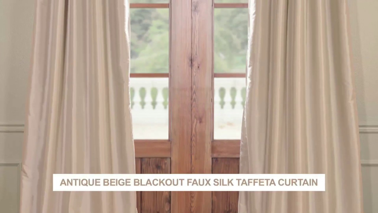 Antique Beige Blackout Faux Silk Taffeta Curtain