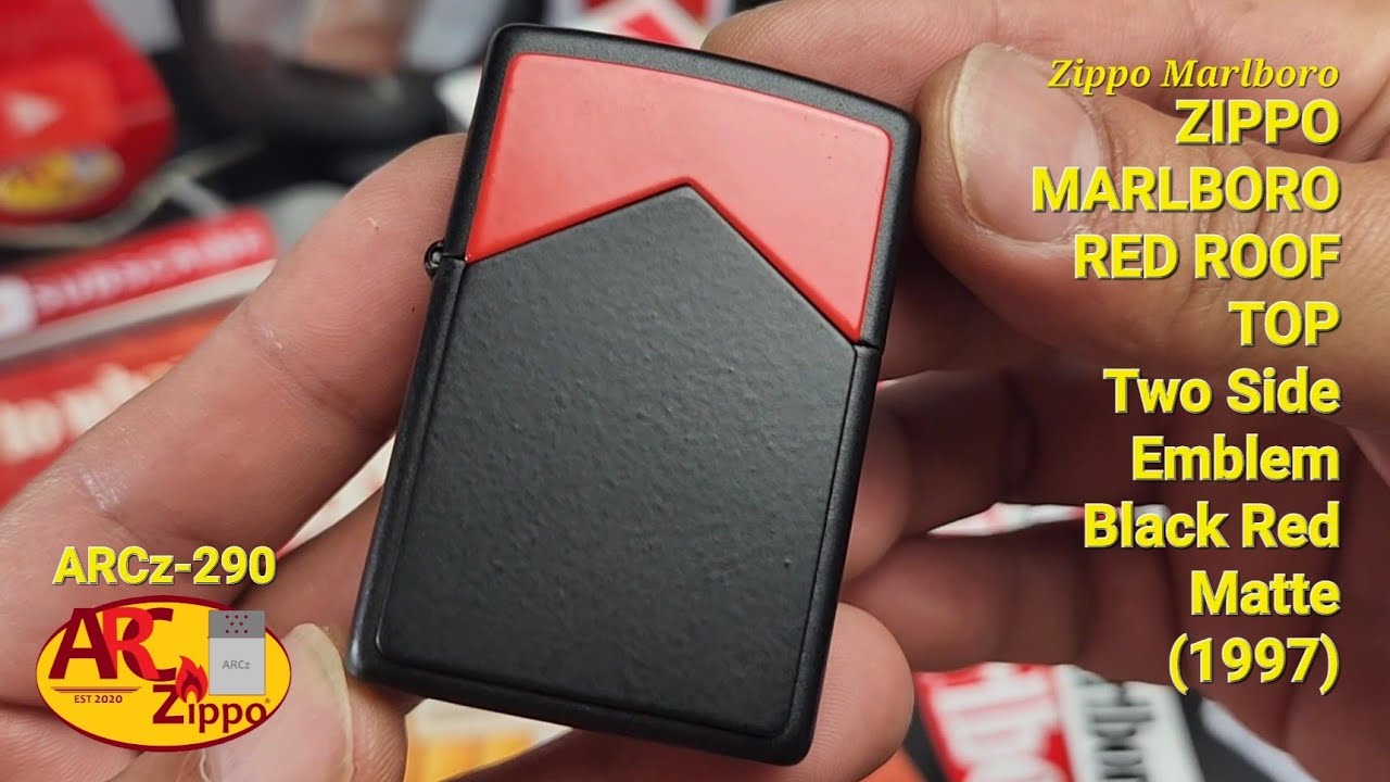 Zippo MARLBORO RED ROOF TOP EMBLEM TWO SIDE Black Red Matte (1997