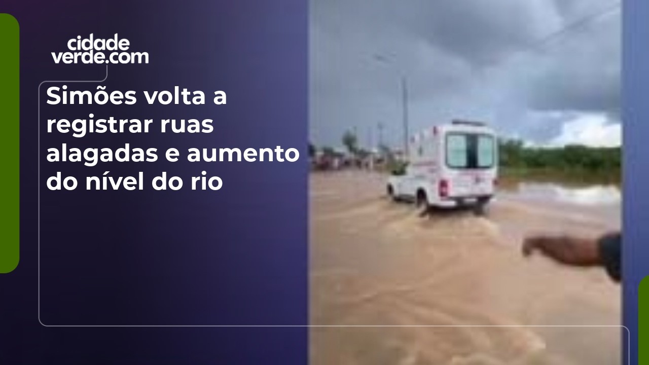 Simões volta a registrar ruas alagadas e aumento do nível do rio