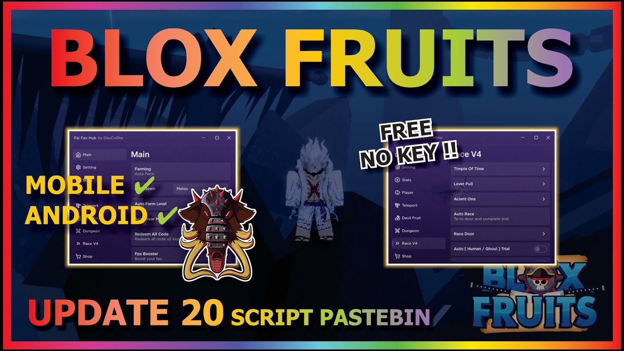 Min gaming auto raça v4 Blox Fruit Script (sem key)
