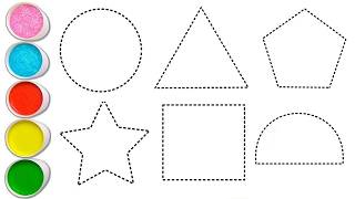 Learn 2D Shapes for Kids | Drawing & Coloring | Rhymes Collection | Dotted Line Writing Practice