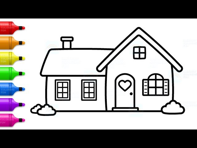 How to Draw a Baby Doll House for Kids 💖💜💛Doll House Drawing