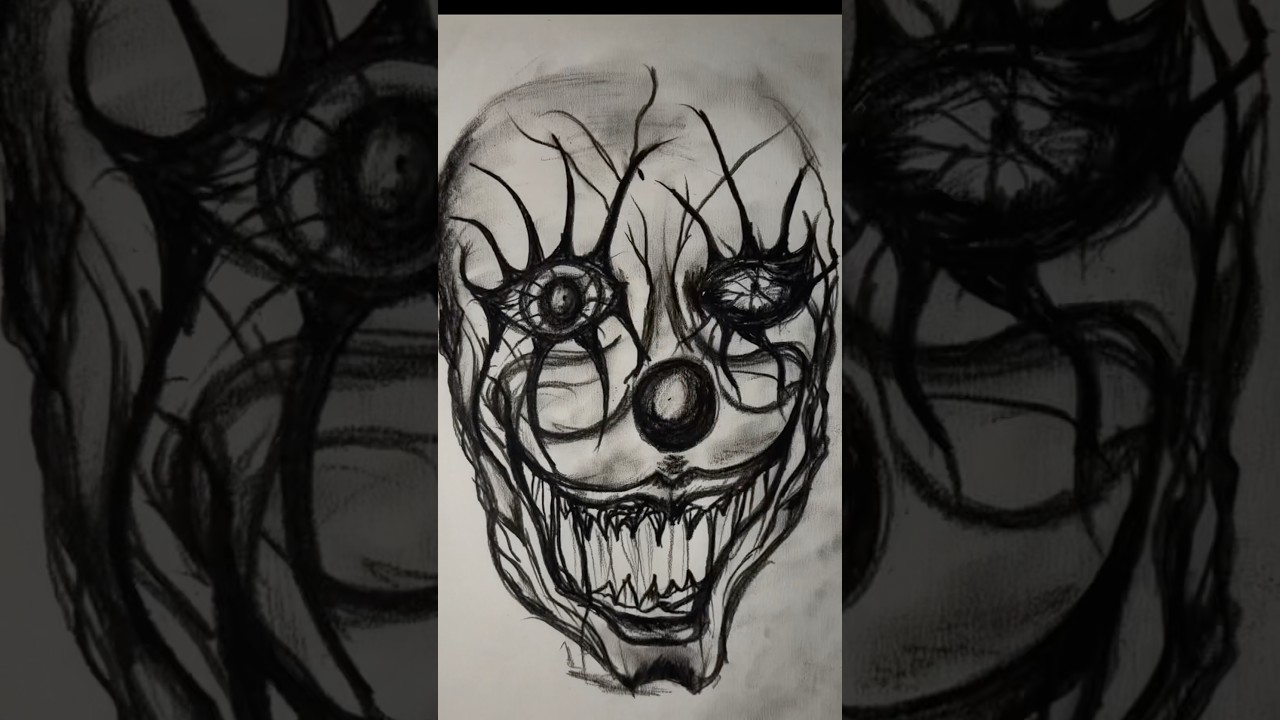 Creepy Clown Drawing #horrorart #art #shorts #creepyart #artist #horror #scaryart #scary #creepy