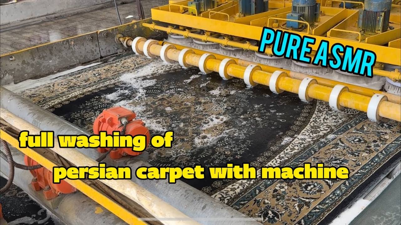 full satisfying washing of persian carpets with powerful machine | PURE ASMR