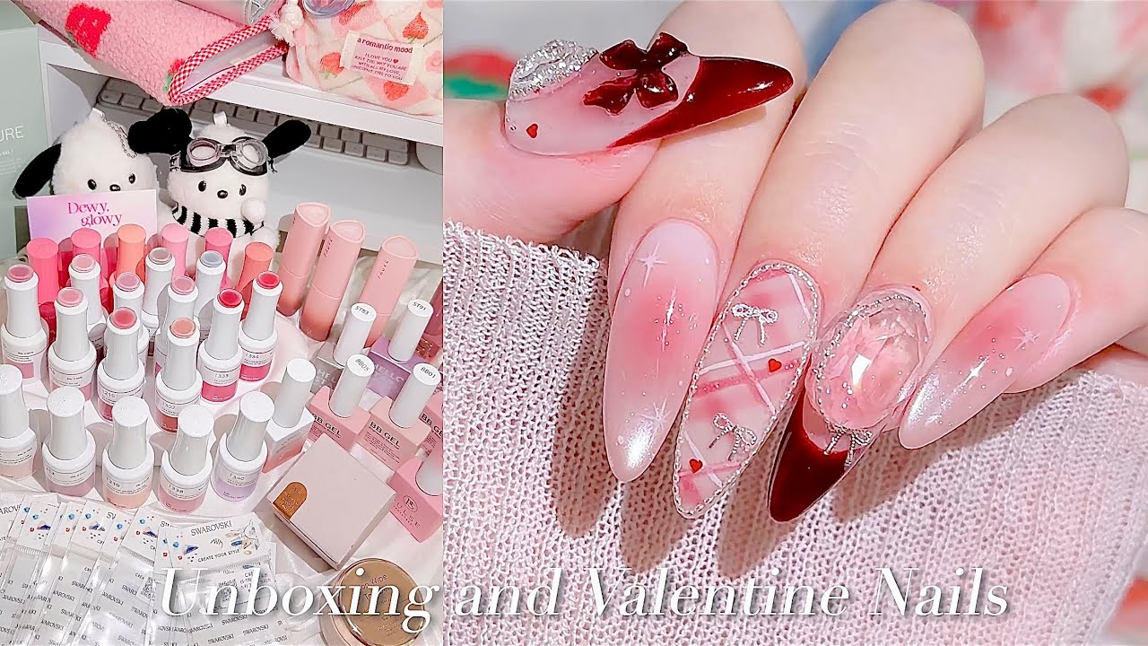 sub) Распаковка с Nail Expo!📦✂️/ Маникюр ко Дню святого Валентина!🤣🍫💗/🇰🇷Корейский маникюр / asmr