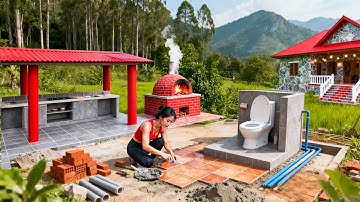 TIMELAPSE – Complete Bathroom & Toilet Build | Pillar, Roof Connection and Tiling | Tieu Vy Building