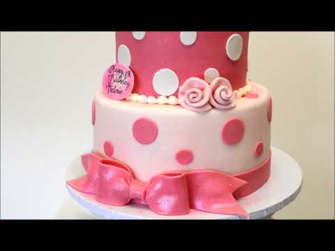 Pink And White Birthday Cake - Birthday Cake Idea - 2 Tier Baby Cake
