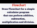 Draw flowchart for a simple calculator additionsubtractionmultiplicationdivision