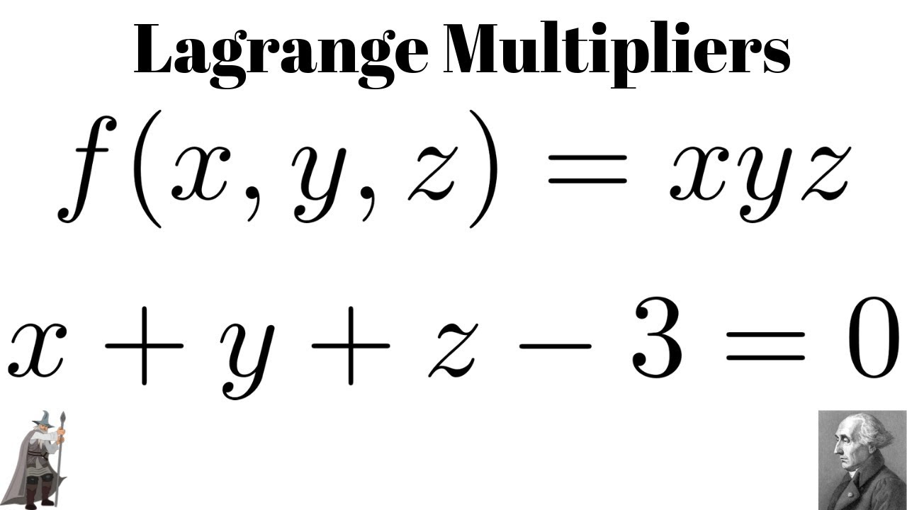 Lagrange Multipliers Maximum Of F X Y Z Xyz Subject To X Y Z 3 0 Youtube