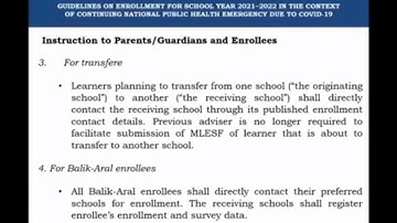 Policy Rationale | Enrollment Protocols | Guidelines on Enrollment for SY 2021-2022