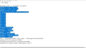 Using Lavaan and semPlot in R for Confirmatory factor analysis (video 2; lavaan function)