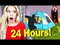 24 Hours inside the Woods Overnight Challenge! (Hide and Seek from Hacker) | Rebecca Zamolo