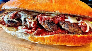 MONSTER MEATBALL SUB!!! (with meat lover Italian meat sauce)