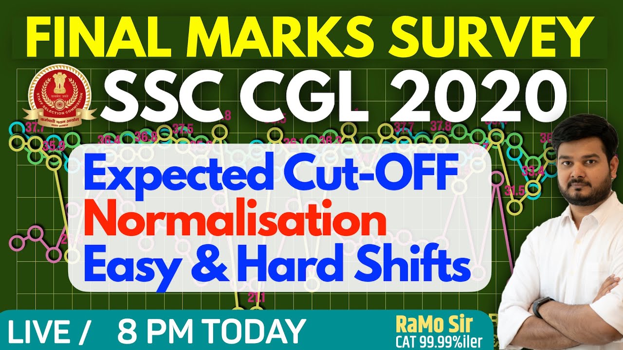 SSC CGL 2020 Cut Off ! Shift Wise Normalisation Mega Survey Result by RaMo Sir (examolysis)