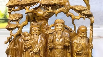 Tác phẩm tam đa liền đứng gốc tùng gỗ xá xị gù hương lh 0966336318