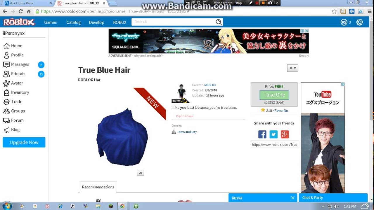 Roblox How To Get Blue Hair Free Longer Sale D Youtube