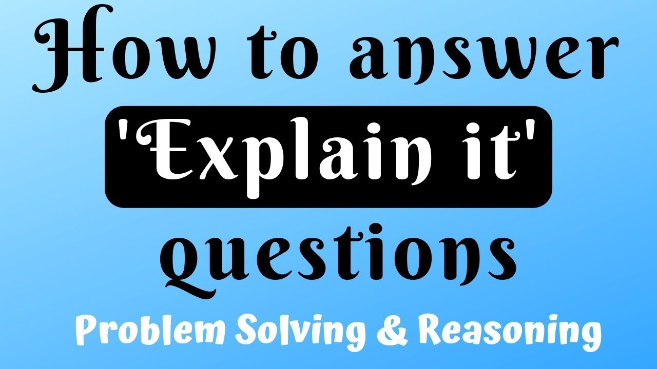 problem solving reasoning youtube