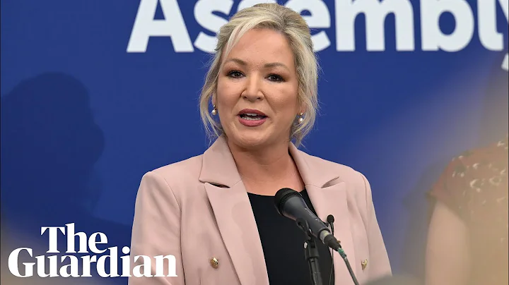 Sinn Fin's Michelle O'Neill reacts to Northern Ire...