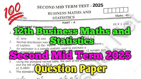 12th Business Maths and Statistics Second Mid Term Question Paper 2025