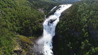 Husedalen waterfalls, Hardanger Norway. Phantom 4 pro. 4K