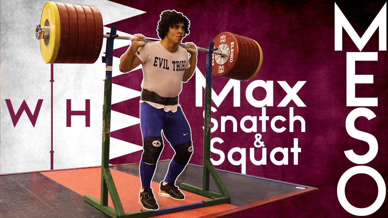 Meso Hassona Max Back Squat, 170kg Snatches, & Max Strict Press | 2019 World Championships