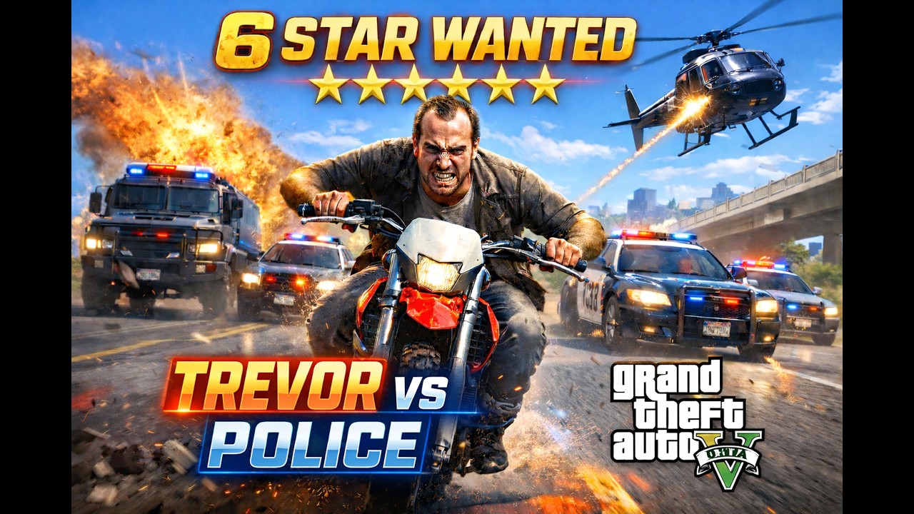 5 STAR CHAOS! 🤯 IMPOSSIBLE TREVOR POLICE CHASE SURVIVAL in GTA V #gta # ...