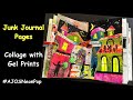 Junk Journal Page - Gel Print Collage Neon Village