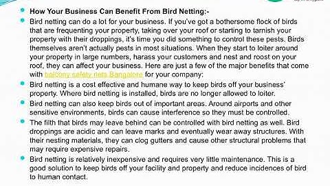 BENEFITS OF BIRD NETTING