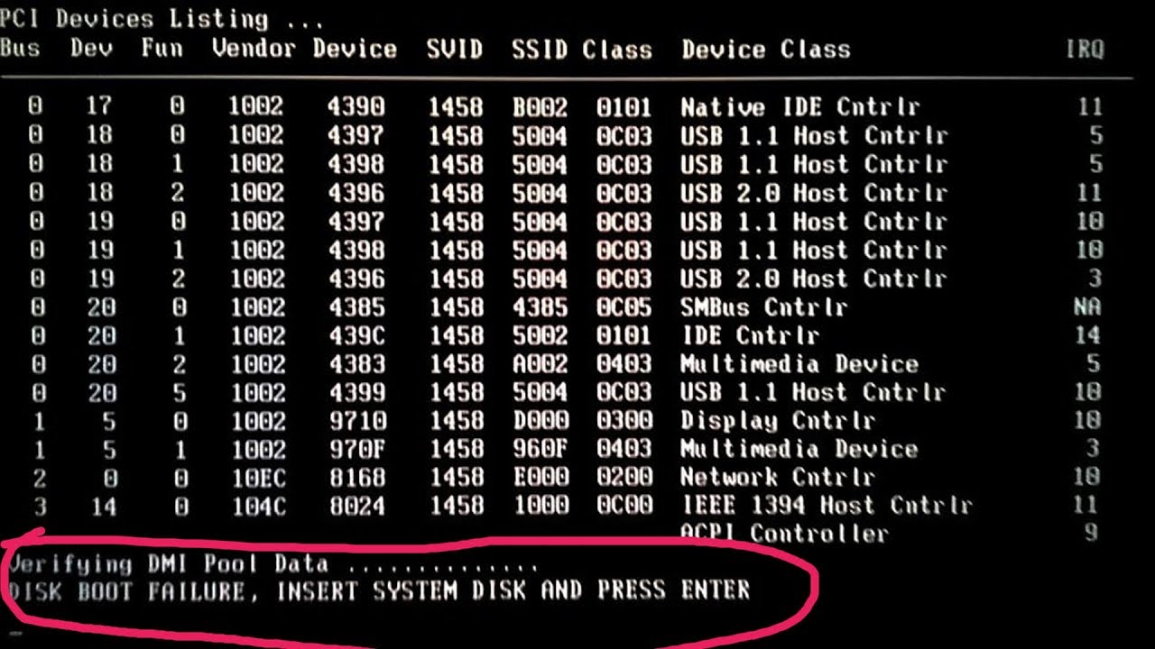 Disk Boot Failure Insert System Disk And Press Enter Kak Ispravit