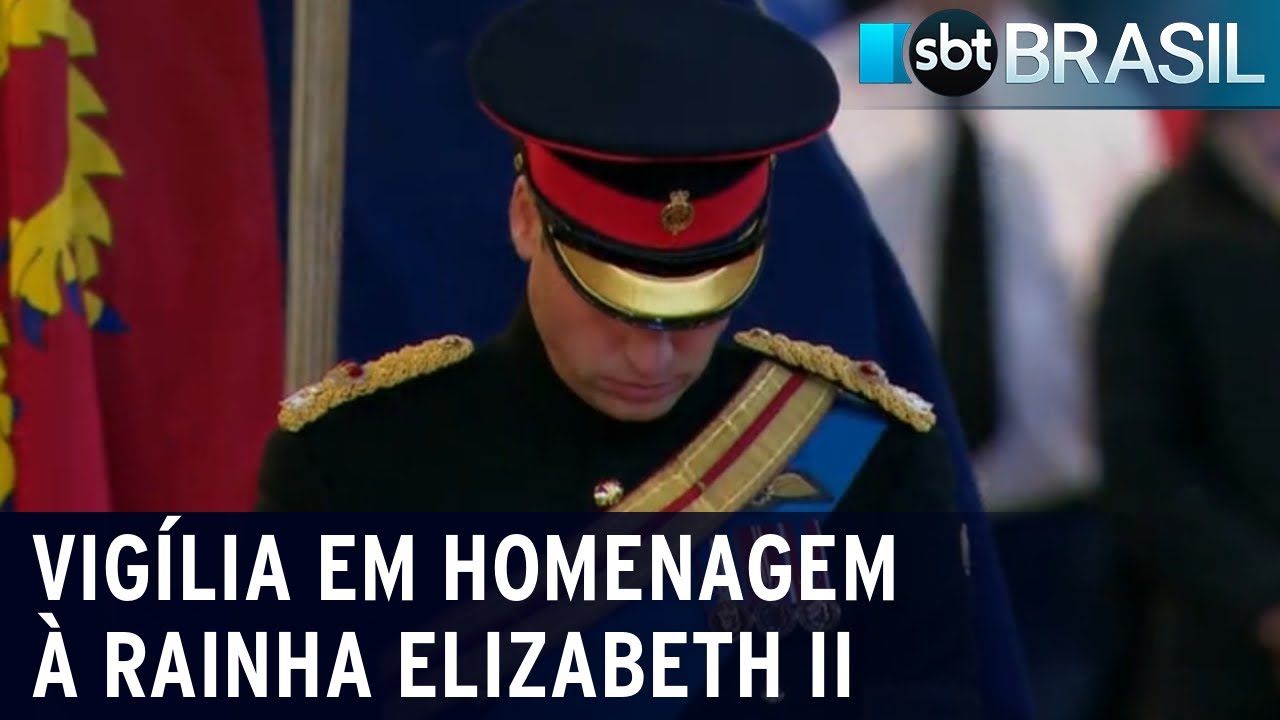 Netos de Elizabeth II fazem vigília em homenagem à monarca | SBT Brasil (17/09/22)