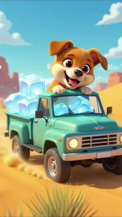 | Baby built a ice House with his friend dog 🐶| #ai #cartoon #dog #truck #baby #desert