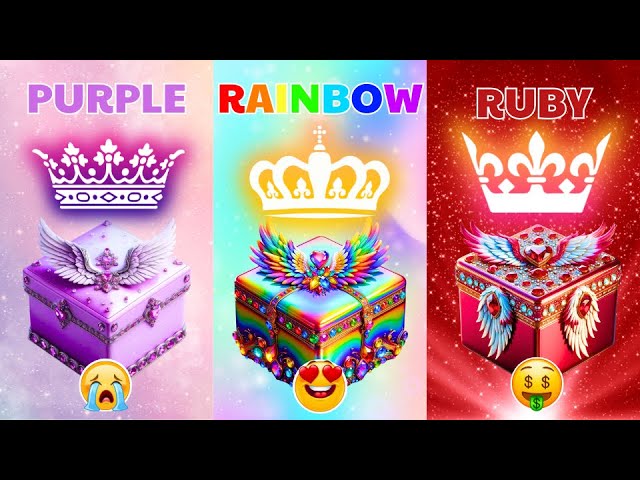Choose Your Gift | 3 gift box challenge Purple , Rainbow or Ruby 🌈😭❤️ | How Are Your Lucky? class=