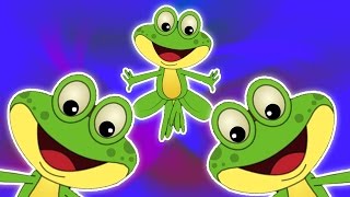 Fünf kleine Frösche Springen auf dem Bett | Kompilierung für Kinder | Five Little Frogs Rhyme