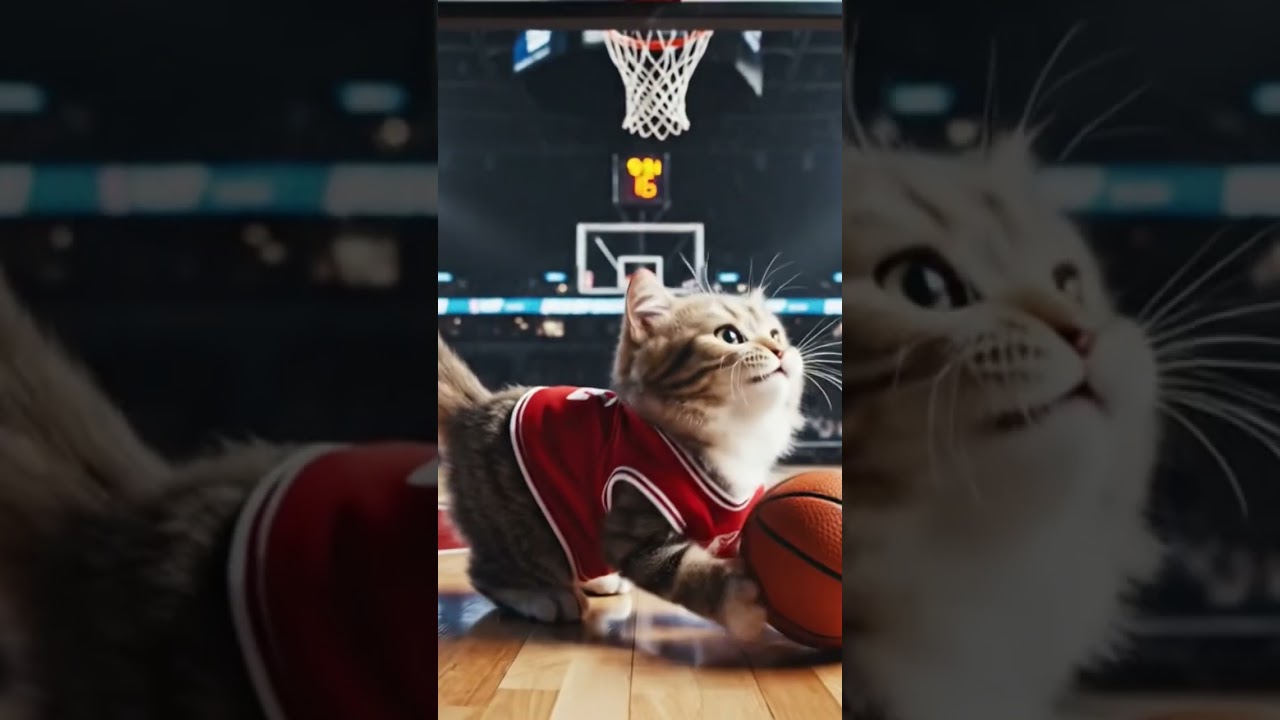 cat playıng a basketball 
