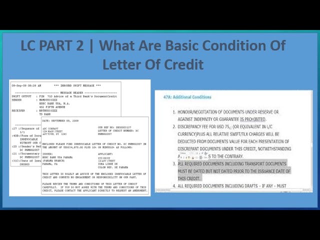 Letter Of Credit Sample Clause