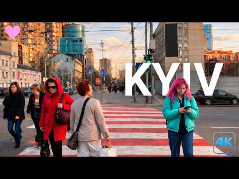 🔥 Kyiv Walking Tour 4K | Golden Sunset Walk Near Railway Station & Circus | Real City Sounds