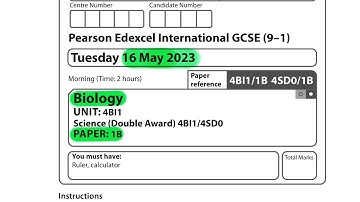 IGCSE | Biology | Paper 1B | May 2023 | Pearson Edexcel