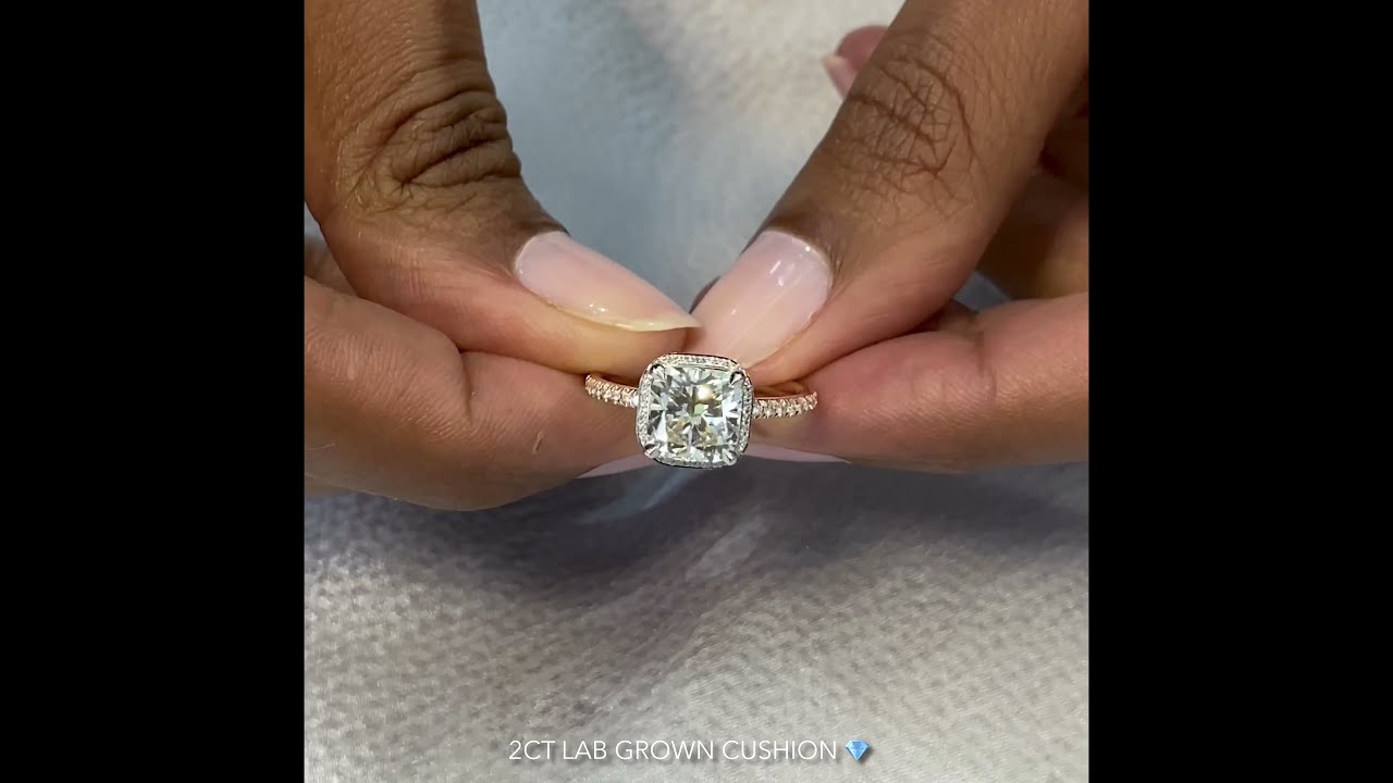 3 carat Lab Grown Cushion Diamond Engagement Ring