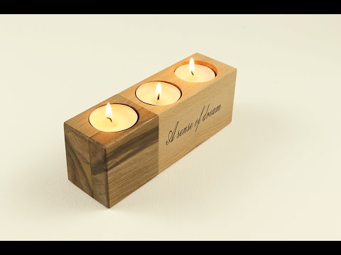 ხის სასანთლე მართკუთხა, ორ ფერში სამი სანთლის ჩასადებით - TR114