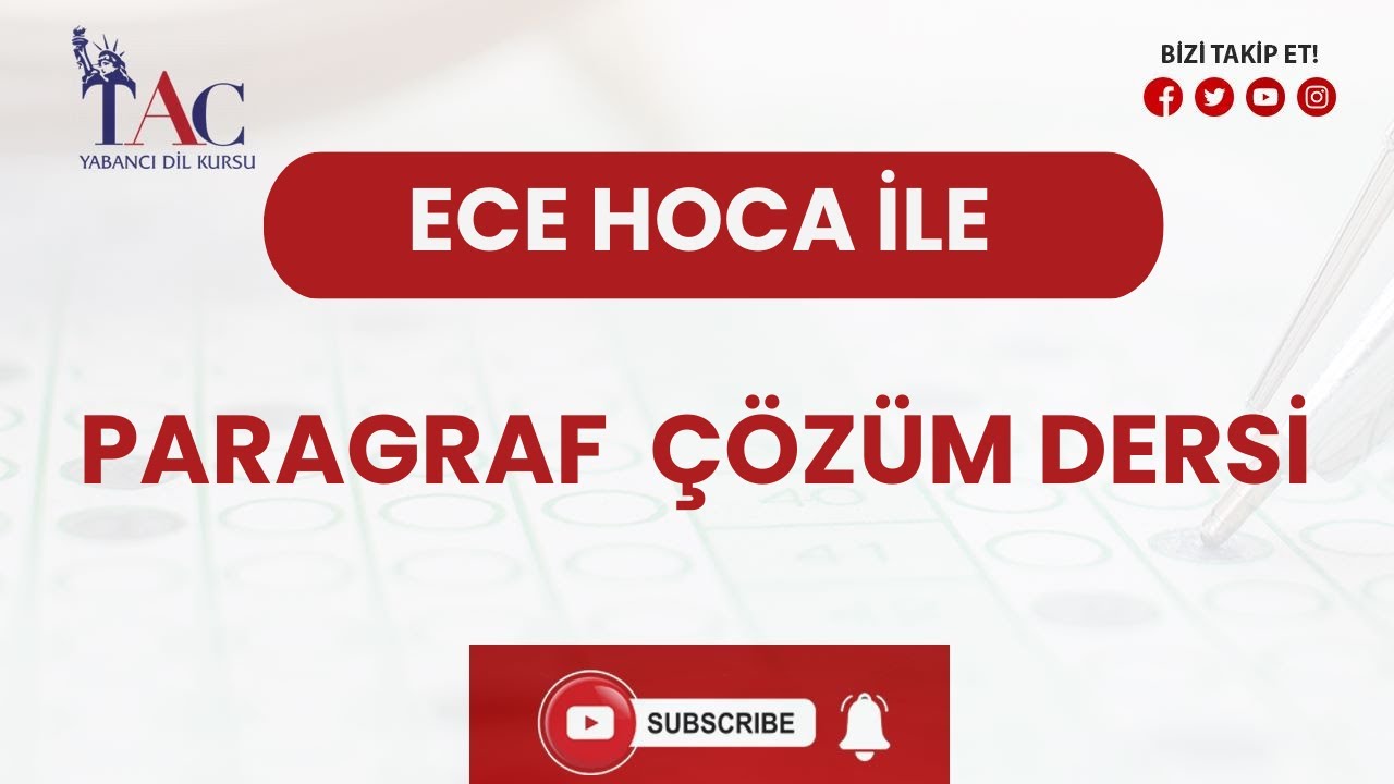 PARAGRAF SORU ÇÖZÜM DERSİ I ECE HOCA