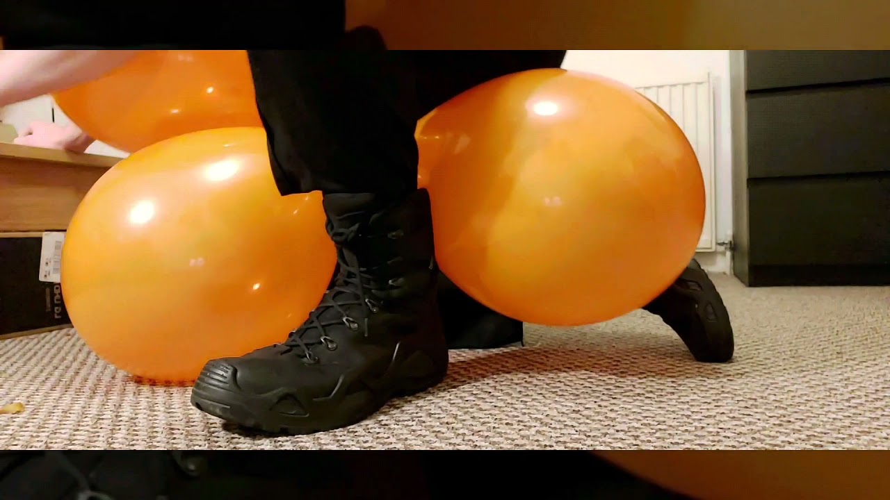 Play with/stomp balloons in boots YouTube