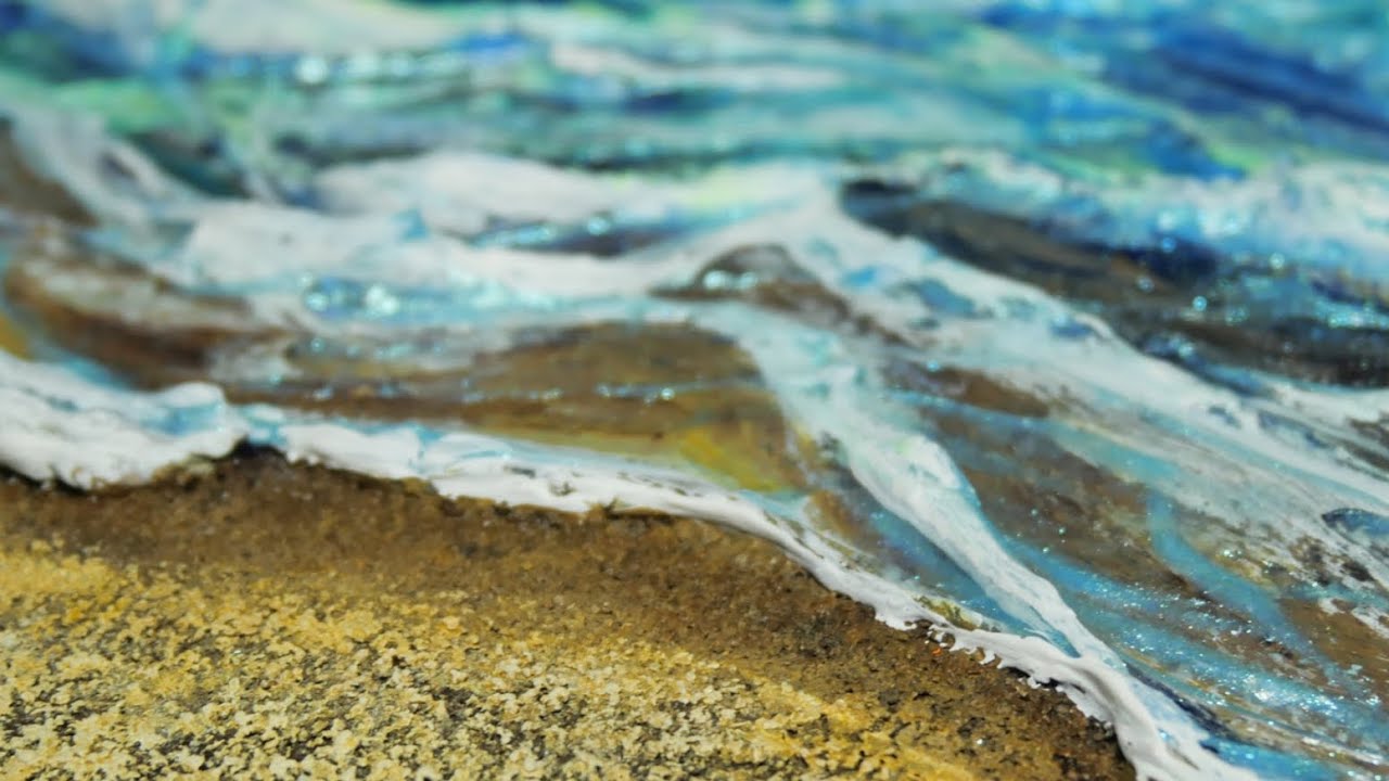 油絵 油彩 油彩画 絵画 絵 変形キャンバス【砂浜の波】 油絵】【砂浜の波】 #油絵 #手書き #アート #絵画 #絵 #油彩画