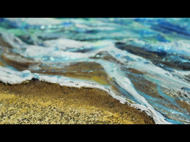 油絵 油彩 油彩画 絵画 絵 変形キャンバス【砂浜の波】 油絵