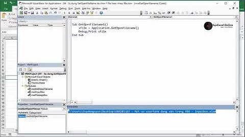 Bài 04  User Form GetOpenFilename để chọn file | VBA for Excel Nâng cao | Học lập trình - YouBo